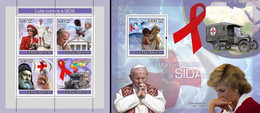 Guinea Bissau 2007, AIDS, Mother Teresa, Diana, Red Cross, J. Paul II, 4val In Bf+BF - Henry Dunant