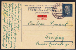 Yugoslavia 1952 Tito Travelled Postal Stationery Card - Briefe U. Dokumente