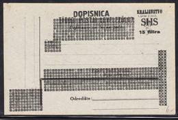 Yugoslavia, Kingdom SHS Mint Postal Card - Covers & Documents