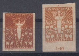 Yugoslavia, Kingdom SHS, Issues For Croatia 1919 Mi#88 U Imperforated, Double Print With Gum Hinged And Second Mng - Neufs