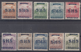 Yugoslavia Kingdom SHS, Issues For Croatia 1918 Mi#66-75 Mint Hinged - Ongebruikt