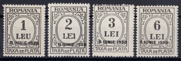 ROMANIA 1930 PAY TAX Full Series OVERPRINT MNH - Ungebraucht