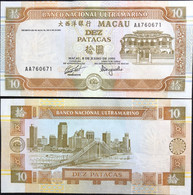 MACAU, MACAO - 1991 BNU 10 PATACAS UNC "AA" PREFIX RARE - Macao