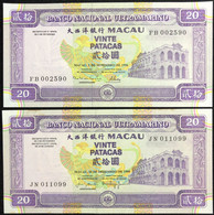 MACAU, MACAO - 1996+1999 BANCO NACIONAL ULTRAMARINO 20 PATACAS UNC - Macao