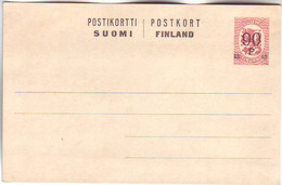 FINLAND. Vintage/unused Postal Stationery Card/revalued 90penni. - Postal Stationery