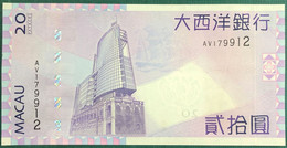 MACAU, MACAO 2005 BANCO NACIONAL ULTRAMARINO 20 PATACAS UNC AV PREFIX (LAST?) - Macao