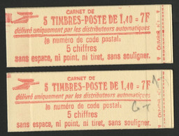 N° 2102 - C1 + 2102 - C1a Cote 42 € 1,40 Fr Rouge SABINE DE GANDON 2 Carnets Fermés De 5 TP Gomme Brillante Et Mate. TB - Non Classificati