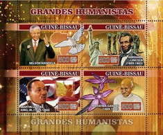 Guinea Bissau 2007, Humanist, Mandela, M.L.King, Gandhi, 4val In BF - Martin Luther King