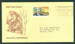 Stephen LEACOCK  +  MARIPOSA; Timbre Scott # 504 Stamp; Pli Premier Jour / First Day Cover (6525) - Storia Postale