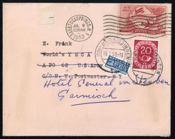 1953, Bundesrepublik Deutschland, 130 + USA, Brief - Unclassified