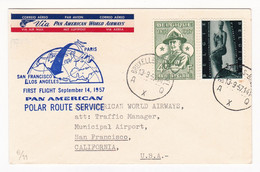 First Flight September 14 - 1957 Pan American Polar Route Service San Francisco Bruxelles Belgique Premier Vol - Briefe U. Dokumente