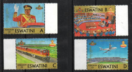 Swaziland. Eswatini.  2018.  Golden Jubilee. King. Parliament. Railway. A Train. Locomotive. Airplane.  MNH - Swaziland (1968-...)