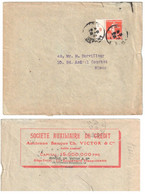 PARIS DEPART Lettre Entête Verso St Auxiliaire De CREDIT Banque VICTOR 10c Semeuse Yv 138 1/2 Millésime 9  Ob 1909 - Briefe U. Dokumente