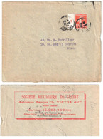 PARIS DEPART Lettre Entête Verso St Auxiliaire De CREDIT Banque VICTOR 10c Semeuse Yv 138 1/2 Millésime 9  Ob 1909 - Brieven En Documenten