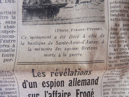 1934 L'AMI DU PEUPLE : Sainte-Anne-d'Auray Aux 240000 Bretons De La Guerre ; Affaire Frogé ; La Petite-Roquette; Etc - Informations Générales