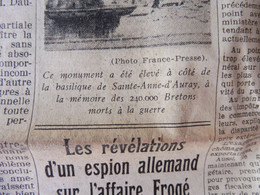 1934 L'AMI DU PEUPLE : Sainte-Anne-d'Auray Aux 240000 Bretons De La Guerre ; Affaire Frogé ; La Petite-Roquette; Etc - Algemene Informatie