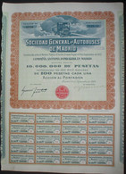 Soc. General De Autobuses De Madrid 100 Ptas. 1922 - Auto's