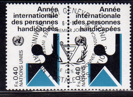 UNITED NATIONS GENEVE GINEVRA GENEVA ONU UN UNO 1981 INTERNATIONAL YEAR OF THE DISABLED 0.40fr USATO USED OBLITERE' - Gebruikt