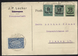 MiF Deutsches Reich Mi 253, 278, 279, 287 Gest 23.9.23 Freudenstadt Postkarte Fernverkehr  HK188 - Covers & Documents