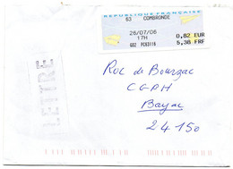 PUY De DOME - Dépt N° 63 = COMBRONDE 2006 =  ETIQUETTE De DISTRIBUTEUR AVIONS En PAPIER Sur ENVELOPPE ENTIERE - 2000 Type « Avions En Papier »