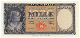 1000 LIRE ITALIA ORNATA DI PERLE MEDUSA 20/03/1947 SUP - Autres & Non Classés