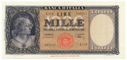 1000 LIRE ITALIA ORNATA DI PERLE MEDUSA 20/03/1947 SUP - Other & Unclassified