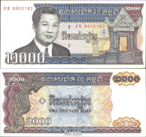 Kambodscha Pick-Nr: 40 Bankfrisch 1992 2.000 Riels - Cambogia