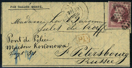 Lettre LE FULTON, Départ Paris 30 Oct 70, Gazette Des Absents N° 2 à Destination De St Pétersbourg, Marque Prissienne Au - Autres & Non Classés