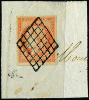 Fragment N° 5a, 40c Orange Vif Obl Sur Grand Fragment, Superbe, Signé Brun - Autres & Non Classés