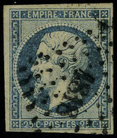 Oblitéré N° 15, 25c Bleu, T.B. Signé Brun - Non Classés