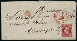 Lettre N° 24, 80c Rose Seul Sur L. Obl. étoile Muette + Càd Peu Lisible, Pour La Nouvelle Orléans, Cachet PD Et Cachet R - Autres & Non Classés