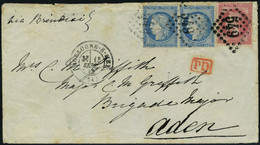 Lettre N° 32, Lettre Affranchie à 1,30c, 80c + 2 X 25c (N° 60) S/Lettre De Boulogne Du 13 Sept 72 Pour Aden, Transit + A - Autres & Non Classés