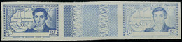 Neuf Sans Gomme N° 141, 90c René Caillé Bleu, Non-dentelé, Variété Sans Côte D'Ivoire, Non-émis, Paire Horizontale Inter - Autres & Non Classés