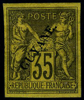 Neuf Avec Charnière N° 12, 35c Violet-noir S/jaune, Superbe, Signé Brun - Autres & Non Classés