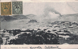 NOUVELLE CALEDONIE - NOUMEA - 20-11-1905 - CARTE POSTALE POUR LA FRANCE - N°83+85 - CARTE PANORAMA DE NOUMEA. - Brieven En Documenten