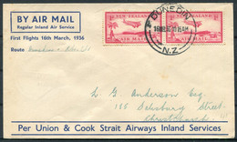 1936 (March 16th) New Zealand First Flight Airmail Cover Dunedin - Christchurch - Posta Aerea