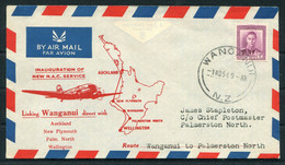 1954 (Nov 1st) New Zealand First Flight Airmail Cover Wanganui - Palmerston North - Luchtpost