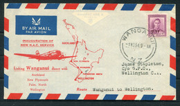 1954 (Nov 1st) New Zealand First Flight Airmail Cover Wanganui - Wellington - Posta Aerea