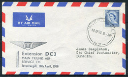 1956 (April 16th) New Zealand First Flight Airmail Cover Invercargill - Dunedin - Poste Aérienne