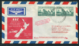 1956 (April 16th) New Zealand First Flight Airmail Cover Invercargill - Christchurch - Posta Aerea