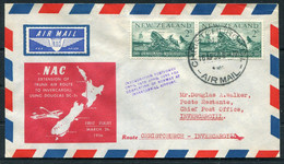 1956 (April 16th) New Zealand First Flight Airmail Cover Christchurch - Invercargill - Corréo Aéreo