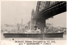 GLOUCESTER * Carte Photo * Bateau Cargo Paquebot Commerce Marine Marchande ? Compagnie Société Federal Steam Navigation - Cargos