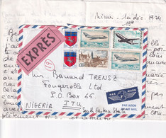 1974 - POSTE AERIENNE SUR ENVELOPPE EXPRES ! De NIMES => ITU (NIGERIA) ! - 1960-.... Cartas & Documentos