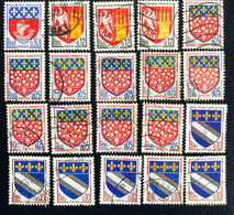 France - République Française - W1/19 - (°)used - 1965 - Michel 1497-1472-1406-1420 - Stadswapen - 20x - Collections