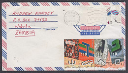Ca0289 ISRAEL 2002, SG 1525-8 Alphabet Stamps On Cover To Zambia - Covers & Documents