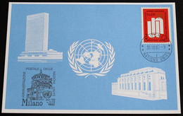 UNO GENF 1982 Mi-Nr. 116 Blaue Karte - Blue Card Mit Erinnerungsstempel MAILAND - Lettres & Documents