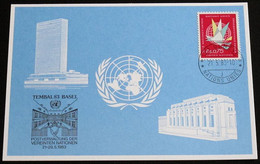 UNO GENF 1983 Mi-Nr. 123 Blaue Karte - Blue Card Mit Erinnerungsstempel TEMBAL 83 BASEL - Briefe U. Dokumente