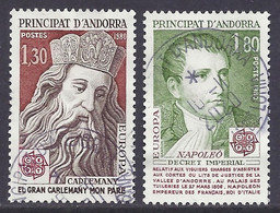 French Andorra 1980 - Famous People, Carlemany, Napoleon Emperor, Carlomagno, Napoleone - Set Of 2v. Used - Used Stamps