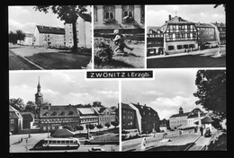 DDR Mehrbild AK Um 1978 Zwönitz Im Erzgebirge, Markt, Oldtimer Bus, Neubaugebiet - Zwoenitz