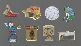 PINS PIN'S VOLLEY VOLLEY BALL 1032 UNSS SLUC JARVILLE NANCY SAINTE TULLE FFVB USA MARTIGUES PROVENCE LOT 8 PINS - Tiro Al Arco